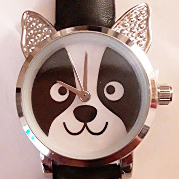 Unknown Accessories - New Adorable Doggie Face Silvertone Watch